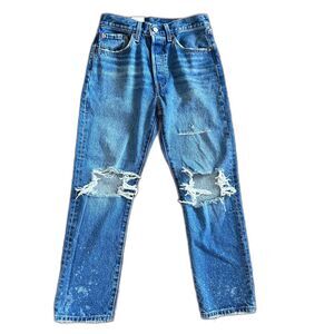 Levi’s Women’s 501 Premium Distressed Jeans W26 L26 High Rise Button Fly Raw Hem